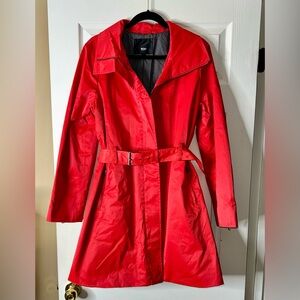 *Worn Once* Stylish Red Rain Coat with Belt